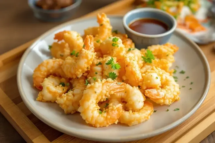 酥脆的天妇罗炸虾-蘑菇视频美食日常
