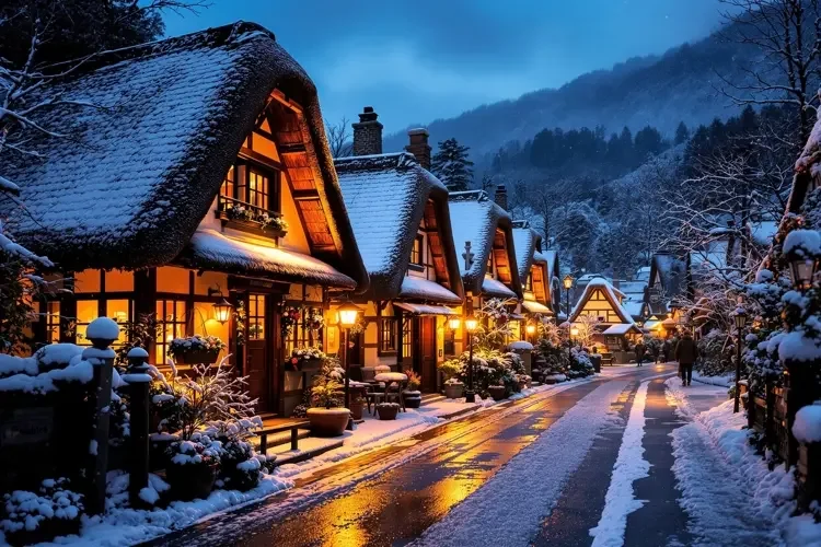 白川乡合掌村的雪夜-蘑菇视频旅拍手记