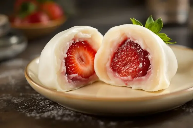 自制草莓大福-蘑菇视频美食日常
